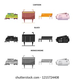 Vector illustration of train and station logo. Set of train and ticket stock symbol for web.
