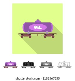 Vector illustration of train and station sign. Collection of train and ticket vector icon for stock.