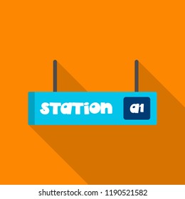 Vector illustration of train and station sign. Collection of train and ticket stock symbol for web.