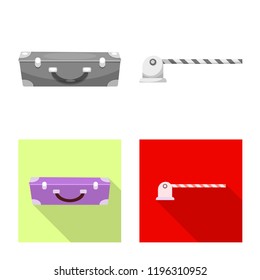 Vector illustration of train and station sign. Set of train and ticket stock symbol for web.