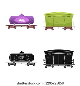 Vector illustration of train and station symbol. Collection of train and ticket vector icon for stock.