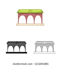 Vector illustration of train and station symbol. Set of train and ticket vector icon for stock.