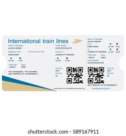 Vector illustration train tickets design isolated on white background. Travel concept. 