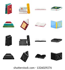 Vector illustration of training and cover icon. Set of training and bookstore  stock symbol for web.