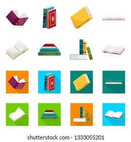 Vector illustration of training and cover icon. Collection of training and bookstore  stock symbol for web.