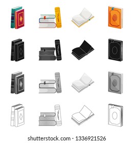 Vector illustration of training and cover icon. Set of training and bookstore  stock symbol for web.