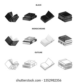 Vector illustration of training and cover icon. Collection of training and bookstore  stock symbol for web.