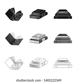 Vector illustration of training and cover icon. Set of training and bookstore  vector icon for stock.