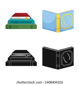 Vector illustration of training and cover icon. Set of training and bookstore  stock symbol for web.