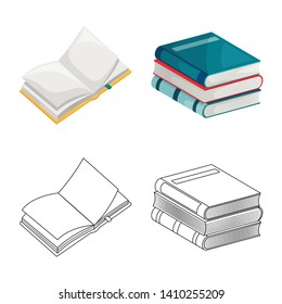 Vector illustration of training and cover icon. Collection of training and bookstore  stock symbol for web.