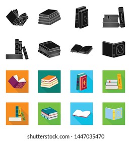 Vector illustration of training and cover icon. Set of training and bookstore stock symbol for web.