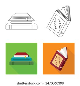 Vector illustration of training and cover icon. Set of training and bookstore stock vector illustration.