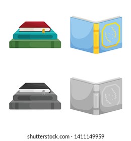 Vector illustration of training and cover logo. Set of training and bookstore  stock symbol for web.