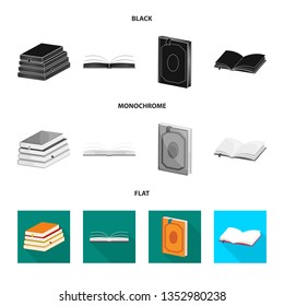 Vector illustration of training and cover sign. Set of training and bookstore  stock vector illustration.