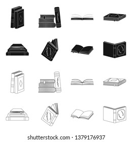 Vector illustration of training and cover sign. Set of training and bookstore  stock symbol for web.
