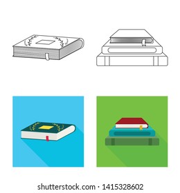 Vector illustration of training and cover sign. Collection of training and bookstore  stock symbol for web.