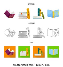 Vector illustration of training and cover symbol. Set of training and bookstore  stock symbol for web.