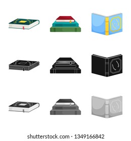 Vector illustration of training and cover symbol. Set of training and bookstore  stock symbol for web.