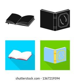 Vector illustration of training and cover symbol. Collection of training and bookstore  stock vector illustration.