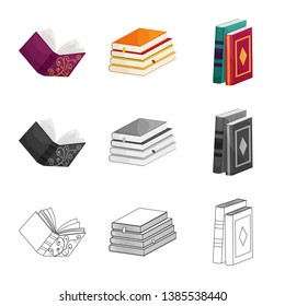 Vector illustration of training and cover symbol. Collection of training and bookstore  stock vector illustration.