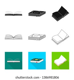 Vector illustration of training and cover symbol. Collection of training and bookstore  stock symbol for web.