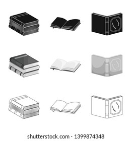 Vector illustration of training and cover symbol. Set of training and bookstore  stock symbol for web.