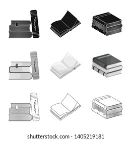 Vector illustration of training and cover symbol. Set of training and bookstore  vector icon for stock.