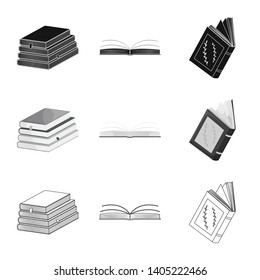 Vector illustration of training and cover symbol. Collection of training and bookstore  stock vector illustration.