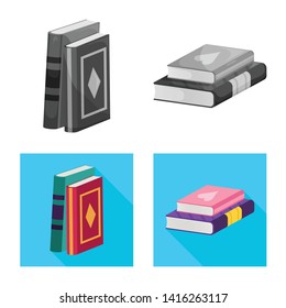 Vector illustration of training and cover symbol. Set of training and bookstore  stock symbol for web.