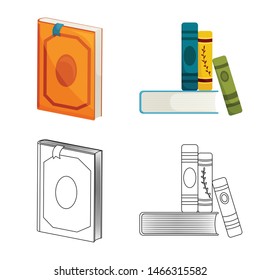 Vector illustration of training and cover symbol. Set of training and bookstore stock symbol for web.