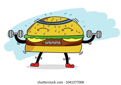 Vector illustration with a training hamburger