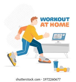 Vector illustration. Training at Home Online