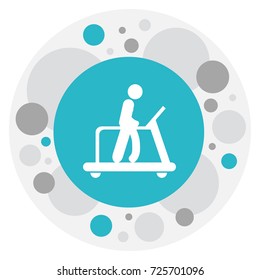 Vector Illustration Of Training Symbol On Male In Running Machine Icon. Premium Quality Isolated Executing Running Element In Trendy Flat Style.