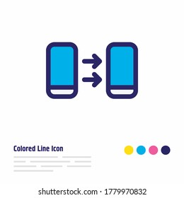 Vektorgrafik der farbigen Linie des Transfersymbol. Ein schönes Telefonelement kann auch als Sende-Icon-Element verwendet werden.