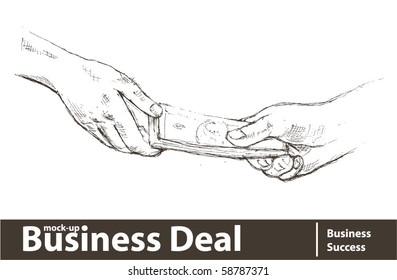 Ilustración vectorial. Transferencia de dinero de mano en mano