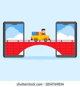 Vector illustration of transferring online packet data.