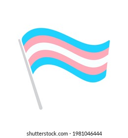Vector illustration of the transgender flag on white background. LGBT symbols topic. Transgender Pride Wavy Flag LGBTQ+ symbol stock illustration