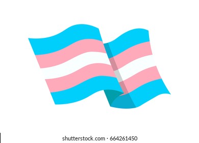 Vector illustration of the transgender flag on whte background. LGBT symbols topic.