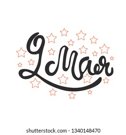 vector illustration. translation from russian: "9 may".  handwritten lettering. Day of Victiry. National Russian holiday.