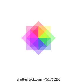 Vector illustration of The translucent color polyhedron on a white background