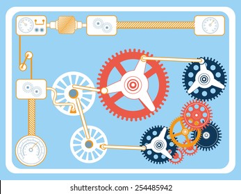 Vector illustration of transmission gears in flat design style.