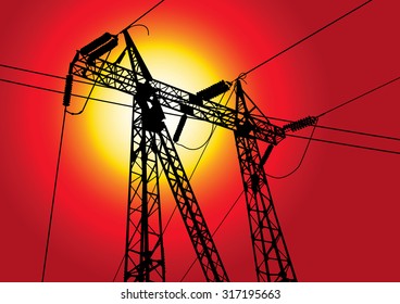 vector illustration of a transmission tower silhouette