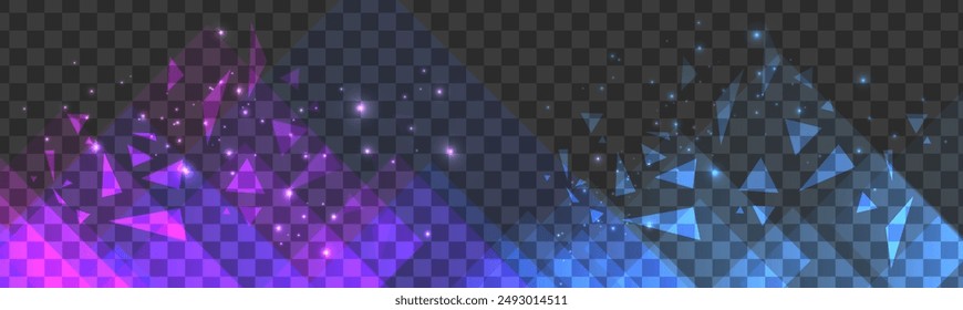 Vector illustration. Transparent background with aurora lights and triangle elements. Design for wallpaper, banner, postcard.