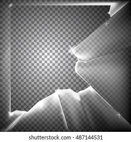 Vector illustration of a transparent broken glass.