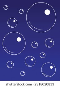 Eine Vektorgrafik transparenter Blasen und blauer Farbverlauf-Hintergrund, die als mobile Tapete verwendet wird