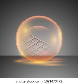 Vector illustration of transparent clear shiny crystal ball logo.