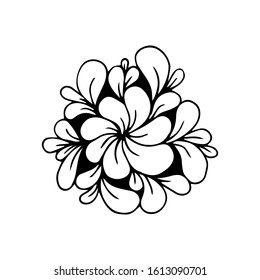 Vector illustration. Transparent floral element with a black outline isolated on white. Hand drawn doodle clipart. Perfect for logo, social media Highlight Cover, icon, wedding projects.