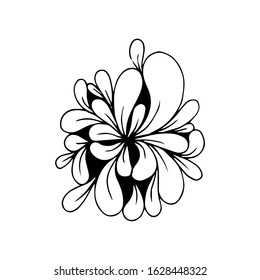 Vector illustration. Transparent floral element with a black outline isolated on white. Hand drawn doodle clipart. Perfect for logo, social media Highlight Cover, icon, wedding projects.