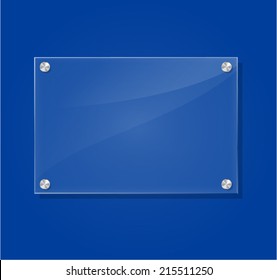 Vector illustration of transparent frame on blue background