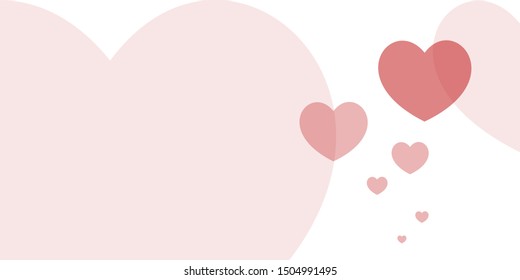 Vector illustration of transparent hearts, panoramic background